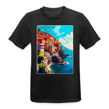 Cinque Terre Italien Vintage Reise Poster Souvenir - Männer T-Shirt atmungsaktiv - Schwarz - Vorne - AI Model Male 178 light (178cm)
