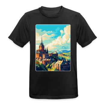 Edinburgh Schottland Großbritannien Reiseposter Souvenir WPA - Männer T-Shirt atmungsaktiv - Schwarz - Vorne - AI Model Male 178 light (178cm)