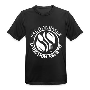 Tablier de cuisine végane - T-shirt respirant Homme - noir - Devant - AI Model Male 178 light (178cm)