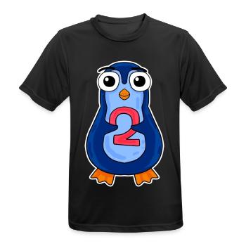 penguin 2 jahre alt - Zwei - Nummer 2 - 2 Klasse - Männer T-Shirt atmungsaktiv - Schwarz - Vorne - AI Model Male 178 light (178cm)