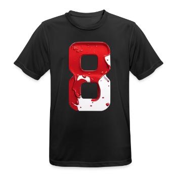 NR. 8 NUMMER 8 ROT WEIß 8. GEBURTSTAG - Männer T-Shirt atmungsaktiv - Schwarz - Vorne - AI Model Male 178 light (178cm)