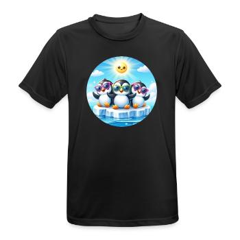 Funny Penguins 2 - Men's Breathable T-Shirt - black - Front - AI Model Male 178 light (178cm)