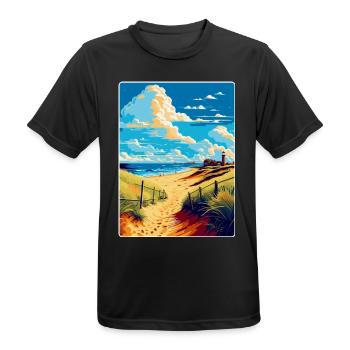 Suffolk Coast Vintage Travel Poster Souvenir WPA - Men's Breathable T-Shirt - black - Front - AI Model Male 178 light (178cm)
