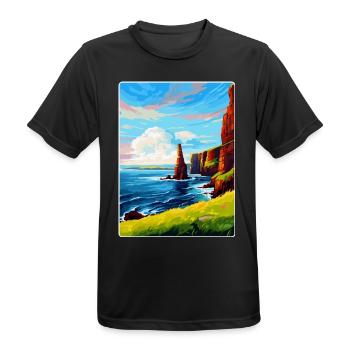 Duncansby Stacks Schottland UK Vintage Reiseposter - Männer T-Shirt atmungsaktiv - Schwarz - Vorne - AI Model Male 178 light (178cm)