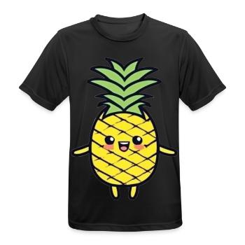 Fröhliche Ananas Cartoon-Charme - Männer T-Shirt atmungsaktiv - Schwarz - Vorne - AI Model Male 178 light (178cm)