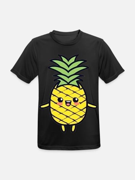 Cheerful Pineapple Cartoon Charm - Men's Breathable T-Shirt - black