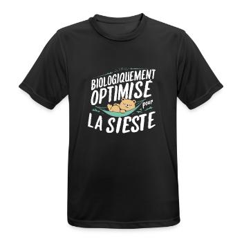 Biologiquement Optimisé Pour La Sieste - T-shirt respirant Homme - noir - Devant - AI Model Male 178 light (178cm)