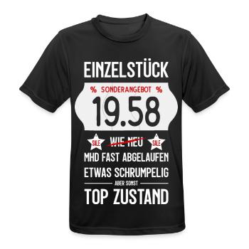 68. GEBURTSTAG 1958 EINZELSTÜCK PREISSCHILD - Männer T-Shirt atmungsaktiv - Schwarz - Vorne - AI Model Male 178 light (178cm)