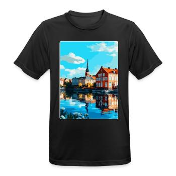 Eskilstuna Suède Affiche de voyage vintage souvenir - T-shirt respirant Homme - noir - Devant - AI Model Male 178 light (178cm)