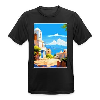 Kos Griechenland Vintage Reise Poster Souvenir Souvenir - Männer T-Shirt atmungsaktiv - Schwarz - Vorne - AI Model Male 178 light (178cm)