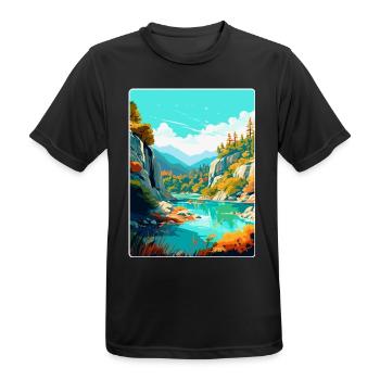 Peneda Geres Nationalpark Portugal Reiseplakat - Männer T-Shirt atmungsaktiv - Schwarz - Vorne - AI Model Male 178 light (178cm)