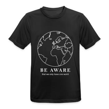 Weltkarte Umrisse - Männer T-Shirt atmungsaktiv - Schwarz - Vorne - AI Model Male 178 light (178cm)