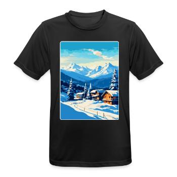 Kitzbuhel Austria Vintage Travel Poster Souvenir - Men's Breathable T-Shirt - black - Front - AI Model Male 178 light (178cm)