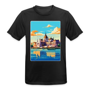 Budapest Ungarn Vintage Reiseplakat Souvenir - Männer T-Shirt atmungsaktiv - Schwarz - Vorne - AI Model Male 178 light (178cm)