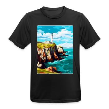South Stack Cliffs Anglesey Vintage Reiseposter - Männer T-Shirt atmungsaktiv - Schwarz - Vorne - AI Model Male 178 light (178cm)