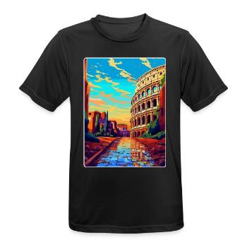 Rome Italy Vintage Travel Poster Souvenir Souvenir - Men's Breathable T-Shirt - black - Front - AI Model Male 178 light (178cm)