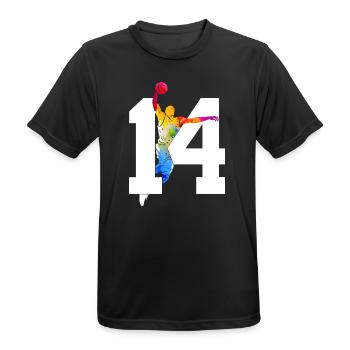 NUMMER 14 BASKETBALL 14. GEBURTSTAG - Männer T-Shirt atmungsaktiv - Schwarz - Vorne - AI Model Male 178 light (178cm)