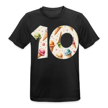 EISCREME NUMMER 10 JAHRE EIS 10. GEBURTSTAG - Männer T-Shirt atmungsaktiv - Schwarz - Vorne - AI Model Male 178 light (178cm)