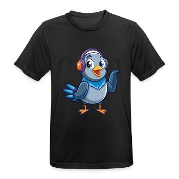 Pigeon Drôle Dessin Animé Personnage Casque Musique - T-shirt respirant Homme - noir - Devant - AI Model Male 178 light (178cm)