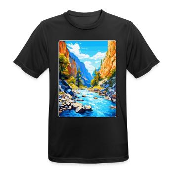Samaria Schlucht Griechenland Vintage Reise Poster WPA Kunst - Männer T-Shirt atmungsaktiv - Schwarz - Vorne - AI Model Male 178 light (178cm)