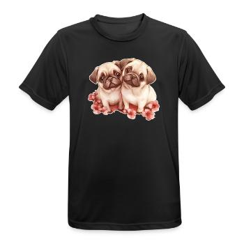 Mops - Männer T-Shirt atmungsaktiv - Schwarz - Vorne - AI Model Male 178 light (178cm)