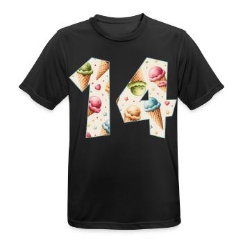 EISCREME NUMMER 14 JAHRE EIS 14. GEBURTSTAG - Männer T-Shirt atmungsaktiv - Schwarz - Vorne - AI Model Male 178 light (178cm)