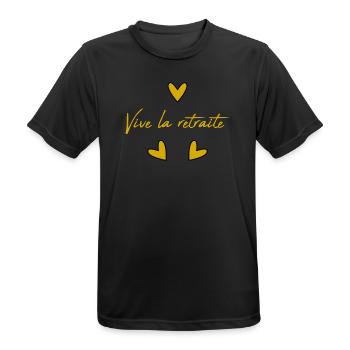 RETIREMENT. HAPPY RETIREMENT. HAPPY RETIREMENT - Men's Breathable T-Shirt - black - Front - AI Model Male 178 light (178cm)