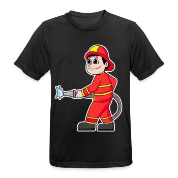 Feuerwehrmann - Männer T-Shirt atmungsaktiv - Schwarz - Vorne - AI Model Male 178 light (178cm)