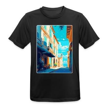 Arles France Vintage Travel Poster WPA Souvenir - Men's Breathable T-Shirt - black - Front - AI Model Male 178 light (178cm)