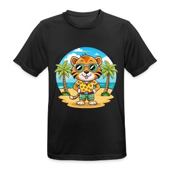 Tiger Lustige Cartoon Sommer Strand Sonnenbrille - Männer T-Shirt atmungsaktiv - Schwarz - Vorne - AI Model Male 178 light (178cm)