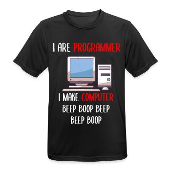 I Are Programmer Funny Computer Programming - Männer T-Shirt atmungsaktiv - Schwarz - Vorne - AI Model Male 178 light (178cm)