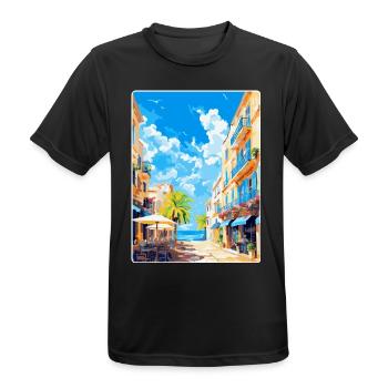 Palma De Majorque Espagne Affiche De Voyage Vintage WPA - T-shirt respirant Homme - noir - Devant - AI Model Male 178 light (178cm)