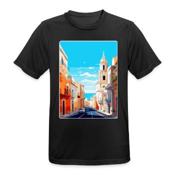 Cadix Espagne Affiche de voyage vintage WPA Art Souvenir - T-shirt respirant Homme - noir - Devant - AI Model Male 178 light (178cm)
