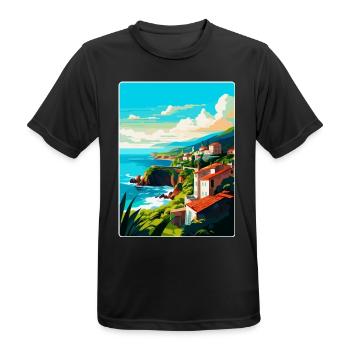 Affiche de voyage vintage de Sao Miguel Portugal Souvenir - T-shirt respirant Homme - noir - Devant - AI Model Male 178 light (178cm)