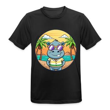 Hippo Lustige Cartoon Sommer Strand Sonnenbrille - Männer T-Shirt atmungsaktiv - Schwarz - Vorne - AI Model Male 178 light (178cm)