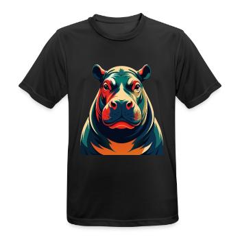 Nilpferd Cartoon Figur Buntes Haustier Tier - Männer T-Shirt atmungsaktiv - Schwarz - Vorne - AI Model Male 178 light (178cm)