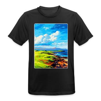Île de Muck Écosse Royaume-Uni Affiche de voyage souvenir - T-shirt respirant Homme - noir - Devant - AI Model Male 178 light (178cm)