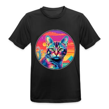 Pixie Bob Katzenrasse Aquarell Cartoon Kawaii Haustier - Männer T-Shirt atmungsaktiv - Schwarz - Vorne - AI Model Male 178 light (178cm)