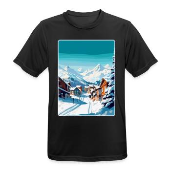 Val Thorens Frankreich Vintage Reiseplakat Souvenir - Männer T-Shirt atmungsaktiv - Schwarz - Vorne - AI Model Male 178 light (178cm)