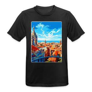 Barcelona Spanien Vintage Reiseplakat Souvenir WPA - Männer T-Shirt atmungsaktiv - Schwarz - Vorne - AI Model Male 178 light (178cm)