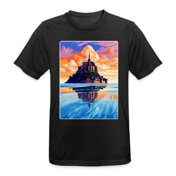 Mont Saint Michel Frankreich Vintage Reiseposter WPA - Männer T-Shirt atmungsaktiv - Schwarz - Vorne - AI Model Male 178 light (178cm)