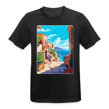 Rhodes Grèce Vintage Voyage Poster WPA Souvenir - T-shirt respirant Homme - noir - Devant - AI Model Male 178 light (178cm)