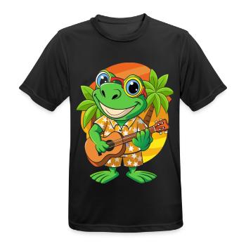 Lustiger Frosch Cartoon Sommer Strand Sonnenbrille Gitarre - Männer T-Shirt atmungsaktiv - Schwarz - Vorne - AI Model Male 178 light (178cm)