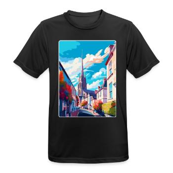 Truro England UK Vintage Reiseposter Wandkunst - Männer T-Shirt atmungsaktiv - Schwarz - Vorne - AI Model Male 178 light (178cm)