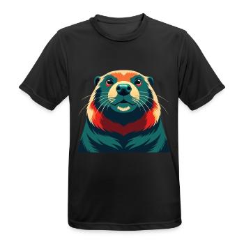 Biber Cartoon Figur Buntes Haustier Tier - Männer T-Shirt atmungsaktiv - Schwarz - Vorne - AI Model Male 178 light (178cm)