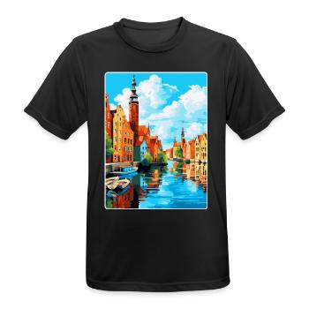 Danzig Polen Vintage Reiseposter WPA Souvenir - Männer T-Shirt atmungsaktiv - Schwarz - Vorne - AI Model Male 178 light (178cm)