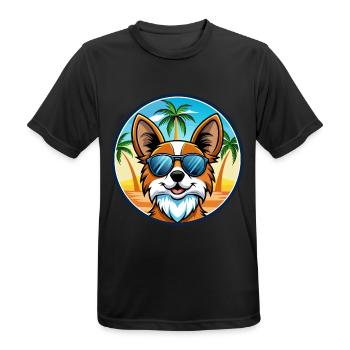 Papillon Hunderasse Cartoon Sonnenbrille Strand - Männer T-Shirt atmungsaktiv - Schwarz - Vorne - AI Model Male 178 light (178cm)