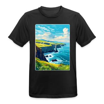 Péninsule de Dingle Irlande Royaume-Uni Affiche de voyage vintage - T-shirt respirant Homme - noir - Devant - AI Model Male 178 light (178cm)
