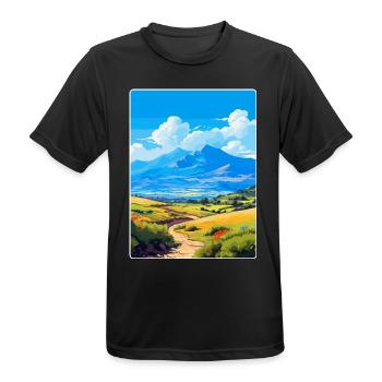 Mount Ida Greece Vintage Travel Poster Souvenir - Men's Breathable T-Shirt - black - Front - AI Model Male 178 light (178cm)