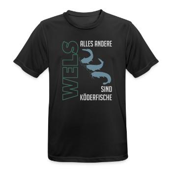 Wels angeln Waller fischen Sportfischen auf Wels - Männer T-Shirt atmungsaktiv - Schwarz - Vorne - AI Model Male 178 light (178cm)